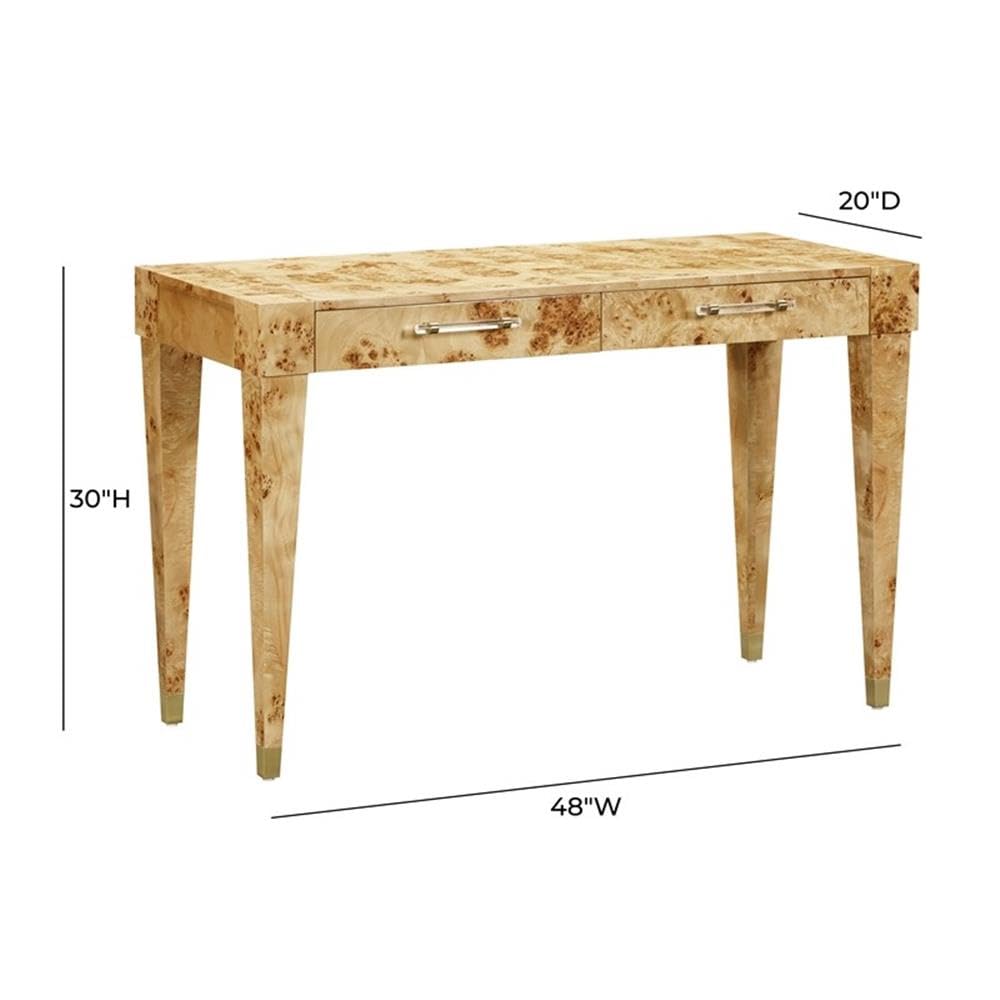 MAKLAINE Modern Contemporary Wood Work Desk in Natural Burl Finish