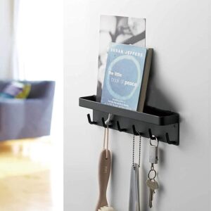 Generic Decorative Key and Leash Holder for Wall Black 6 Pcs Key Hook with Shelf Stainless Steel Wall Mount Mail Holder and House Key Holder Modern Key Holder for Home Improvements