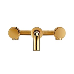 LIANTE Polished Gold Brass Siamese Double Hole Wall Embed Mounted Hot Cold Mixed Waterfall Bathtub Filling Bathroom Faucet,Kitchen Faucet