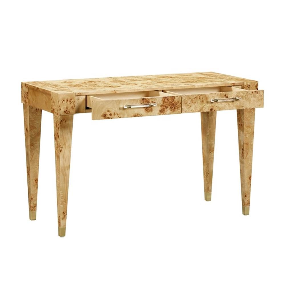 MAKLAINE Modern Contemporary Wood Work Desk in Natural Burl Finish