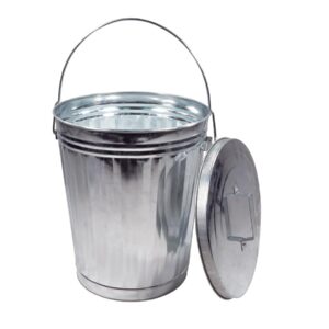 Mytee Products Galvanized Trash Can w/Lid Ideal for Trailers - 6 Gallon Steel Mounted Small Outdoor Garbage Can for Home, Office, Bathroom, Kitchen - Fire and Heat Resistant