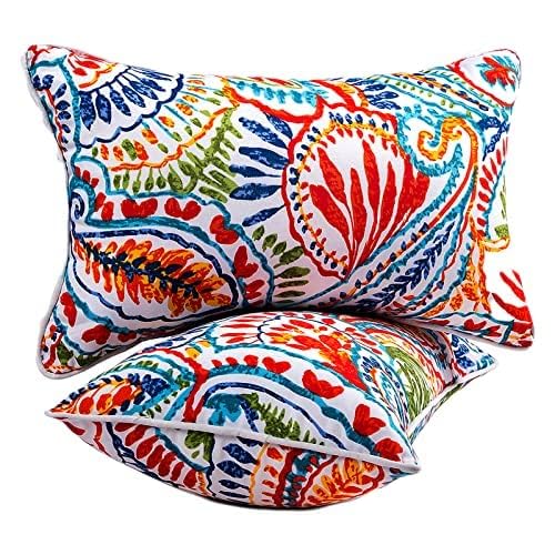 XXPILOS Outdoor Lumbar Pillows - Decorative Pillows with Insert Included Set of 2 Outdoor Pillows for Patio Furniture 12x20 Inch