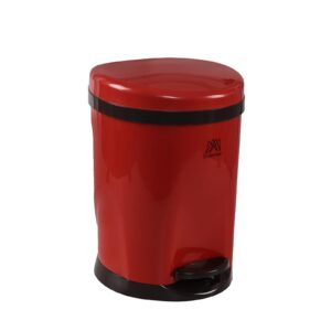 bringer 1.8 gallon small step on wastebasket, plastic step trash can with removable inner bucket, red