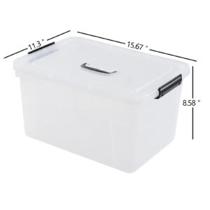 CadineUS 4-pack 18 Liter Clear Plastic Storage Box, Latch Storage Bins with Lids