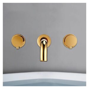 LIANTE Polished Gold Brass Siamese Double Hole Wall Embed Mounted Hot Cold Mixed Waterfall Bathtub Filling Bathroom Faucet,Kitchen Faucet