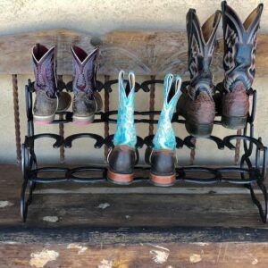 VOFMK Boot Rack, 6 Pairs of Boots, Horseshoe Decor, Horseshoe Art, Boot Holder, Shoe Organizer, Cowboy Boot Rack, Gift for her or him