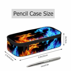 Xuwenz Blue Red Fiery Dragons Pencil Bag Animal Fire Dragon Big Capacity Pencil Case Pencil Pouch Pen Bag School Students Boy Girl