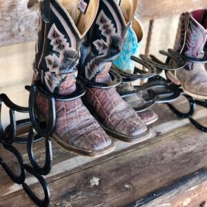 VOFMK Boot Rack, 6 Pairs of Boots, Horseshoe Decor, Horseshoe Art, Boot Holder, Shoe Organizer, Cowboy Boot Rack, Gift for her or him