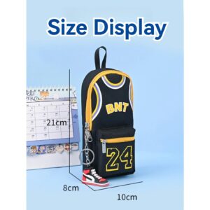 SIORTIO Pencil Pouch Basketball Jersey-Shaped Large Capacity Fashionable Minimalism + 6 Gel Pens & Sneaker Keychain (Blue 30)