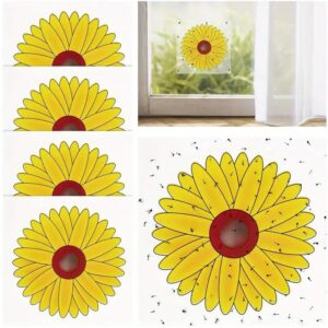 window fly trap fruit fly trap indoor | catch & kill houseflies, flying insects & bugs | non-toxic sticky glue traps | beautiful sunflower design not only as a fly trap but also a decoration 20 pack