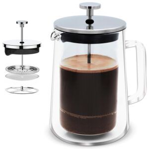 sipndulgence french press coffee maker 20oz small thickened double wall borosilicate glass bpa free