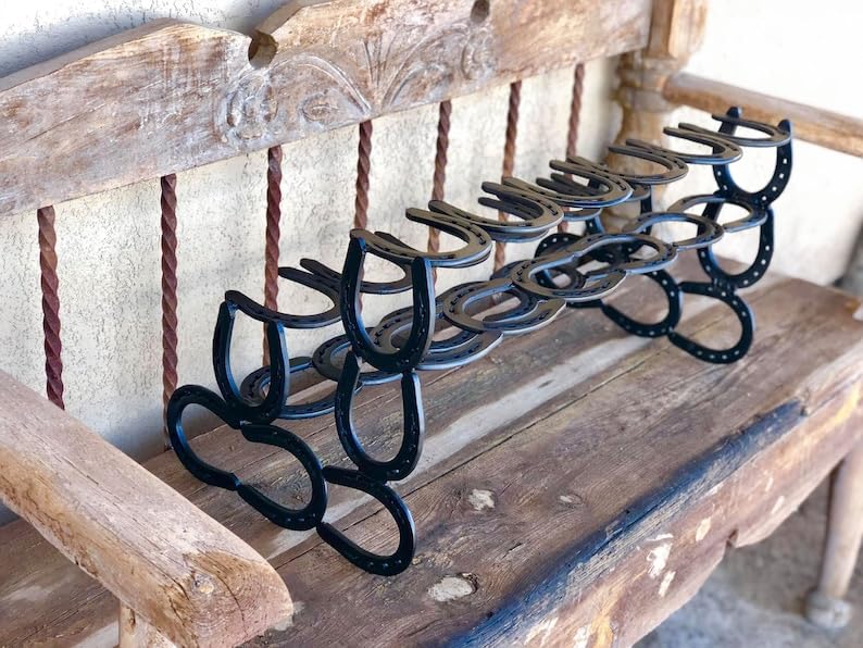 VOFMK Boot Rack, 6 Pairs of Boots, Horseshoe Decor, Horseshoe Art, Boot Holder, Shoe Organizer, Cowboy Boot Rack, Gift for her or him