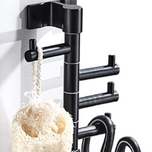 Generic Metal Vertical Hooks Rack with 3 Rotatable Arms Black Swivel Towel Hook for Bathroom Kitchen Towel Item Storage Swivel Towel Rack Wall Mounted for Bathroom Accessories