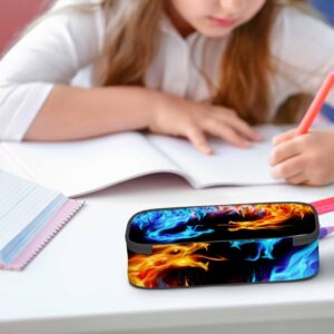 Xuwenz Blue Red Fiery Dragons Pencil Bag Animal Fire Dragon Big Capacity Pencil Case Pencil Pouch Pen Bag School Students Boy Girl