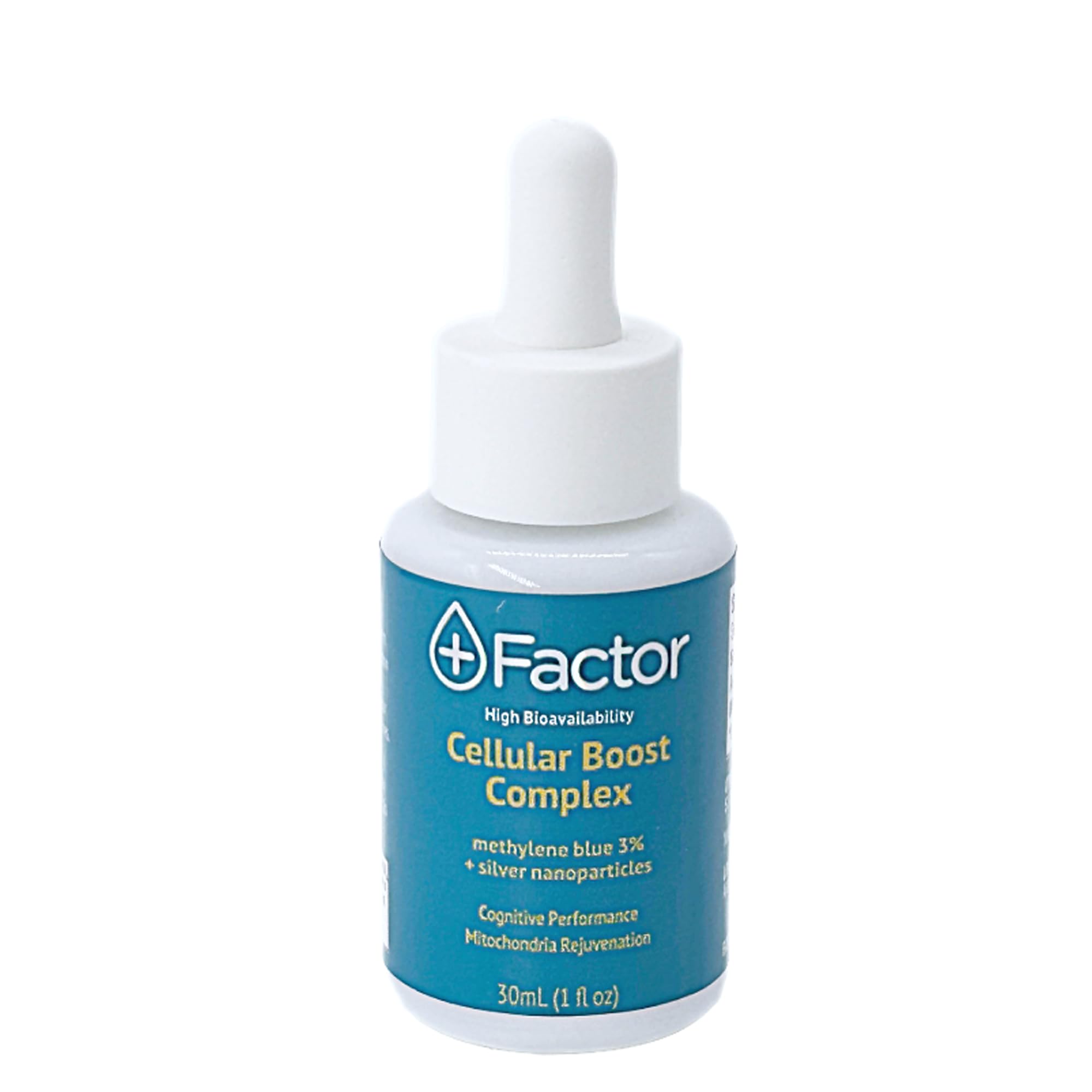 Plus Factor Cellular Boost Complex - 3% USP Grade Methylene Blue & Silver Nano Particles - Improved Focus & Memory - Mitochondria Booster - 30ml