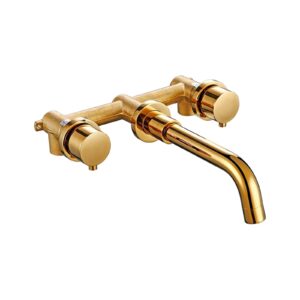 LIANTE Polished Gold Brass Siamese Double Hole Wall Embed Mounted Hot Cold Mixed Waterfall Bathtub Filling Bathroom Faucet,Kitchen Faucet