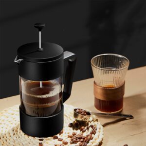 350/600/1000ml Thickened Glass Coffee Press- Espresso- Plastic Coffee Tea Maker Coffee Hand-Made Frothed Milk Press Pressure