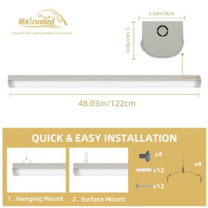 2 Pack 4FT LED Linear Strip Emergency Stairwell Light, 3 CCT Selectable, 20W/40W, 2500lm/5000lm, Battery Backup, 30K/40K/50K, IP20, 0-10V Dimmable 4 Foot Commercial LED Shop Ceiling Light Fixture, FCC