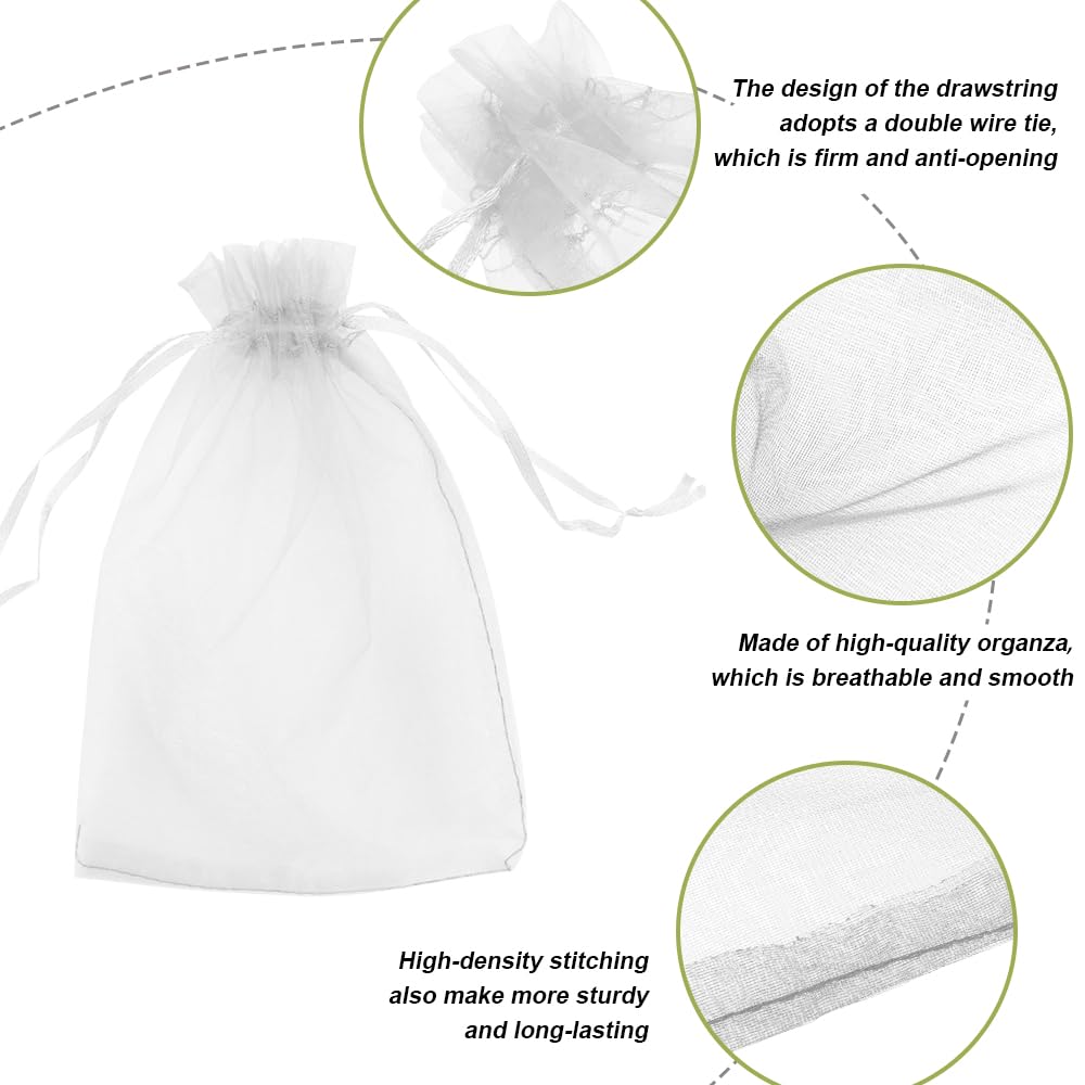 Organza Bags, Sheer Organza Bags 5 x 7 Inch 50 pcs Mesh Bags Drawstring Sachet Bag Drawstring Bags Small Jewelry Bags Candy Bags Mesh Gift Bags for Birthday Wedding Party Supply Halloween Christmas