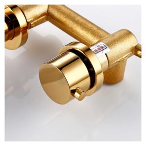 LIANTE Polished Gold Brass Siamese Double Hole Wall Embed Mounted Hot Cold Mixed Waterfall Bathtub Filling Bathroom Faucet,Kitchen Faucet