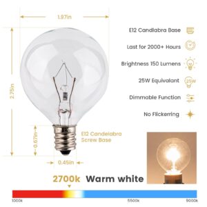 Smartdany Scentsy Light Bulbs for Warmer, 25 Watt Wax Warmer Bulbs with Dimmable, Fast Melting Wax, E12 Base G50/G16.5 Globe Bulbs for Full Size Wax Warmer Light Bulb Replacement (4)