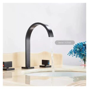 LIANTE Black Bathroom Waterfall Faucet Brass Basin Faucet Tap Hot and Cold Water Double Control Basin Gold Color Bathtub Faucet,Kitchen Faucet