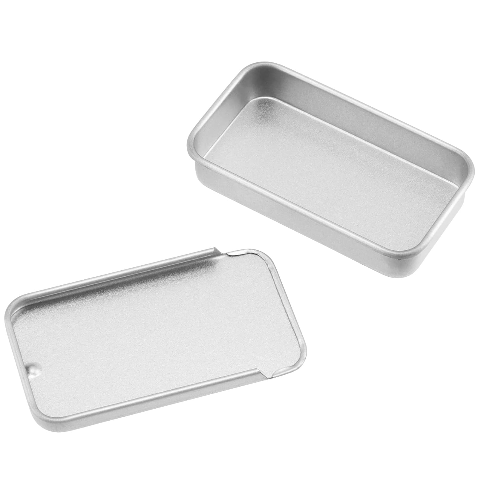 TAICHEUT 50 PCS Slide Top Tin Small, 6 x 3.4 x 1.1 cm Metal Slide Top Tin Rectangular Sliding Lid Tin Box Bulk for Lip Balm, Jewelry, Candies, Crafts Storage