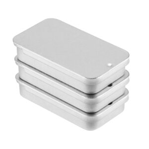 TAICHEUT 50 PCS Slide Top Tin Small, 6 x 3.4 x 1.1 cm Metal Slide Top Tin Rectangular Sliding Lid Tin Box Bulk for Lip Balm, Jewelry, Candies, Crafts Storage