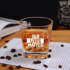 Old Lives Matter Whiskey Glass 8oz | Funny Birthday Gifts Retirement Gifts for Men | Fathers Day Christmas Gifts Gag Gifts for Men | Men Gifts for Birthday Christmas | Dad Gifts Grandpa Gifts