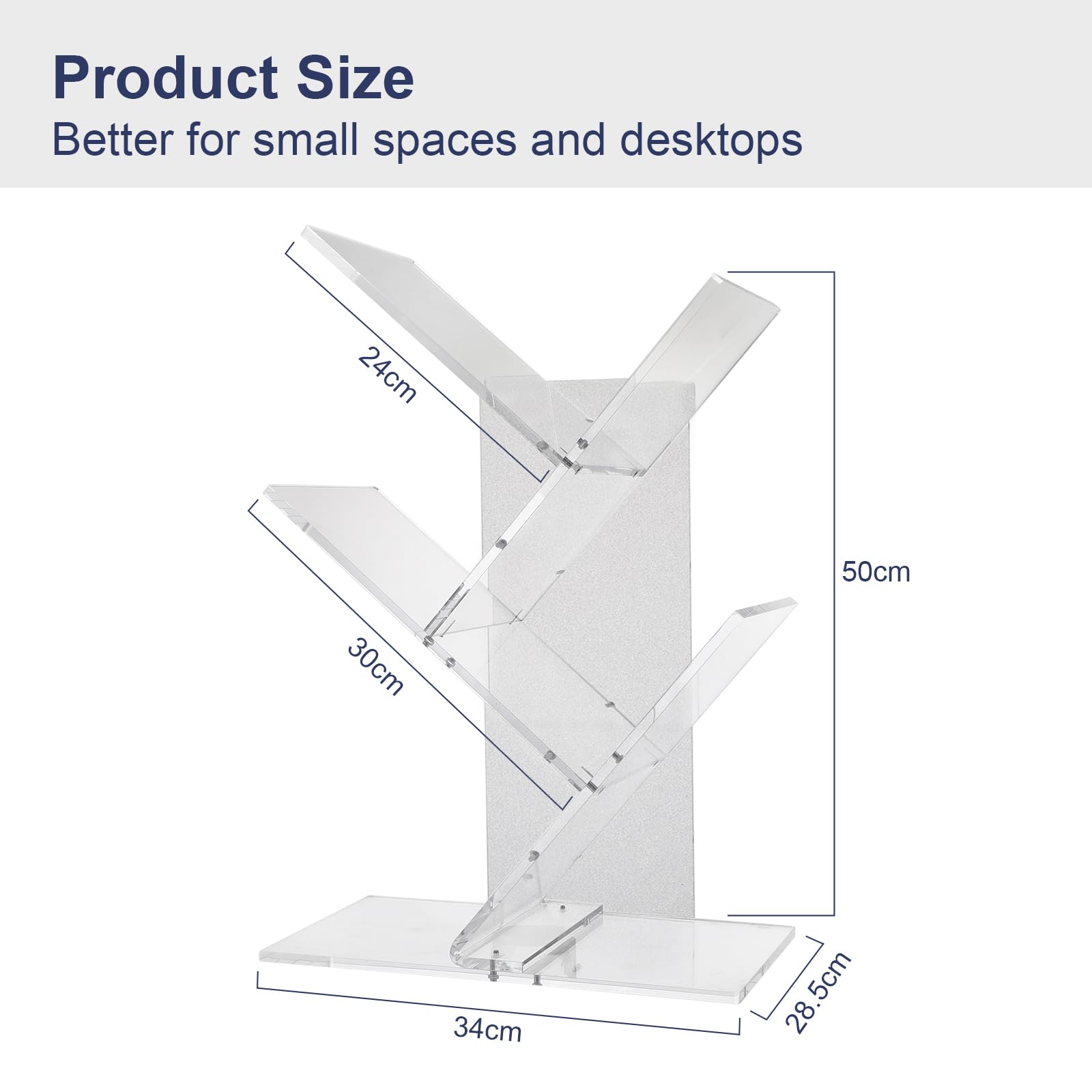 YiXinHo Book Shelf, 3 Tier Acrylic Small Bookshelf, Tiny Home Book/Cd/Movie Storage Cabinet, Bedroom/Room Corner/Office/Living Room/Desk Shelf Furniture