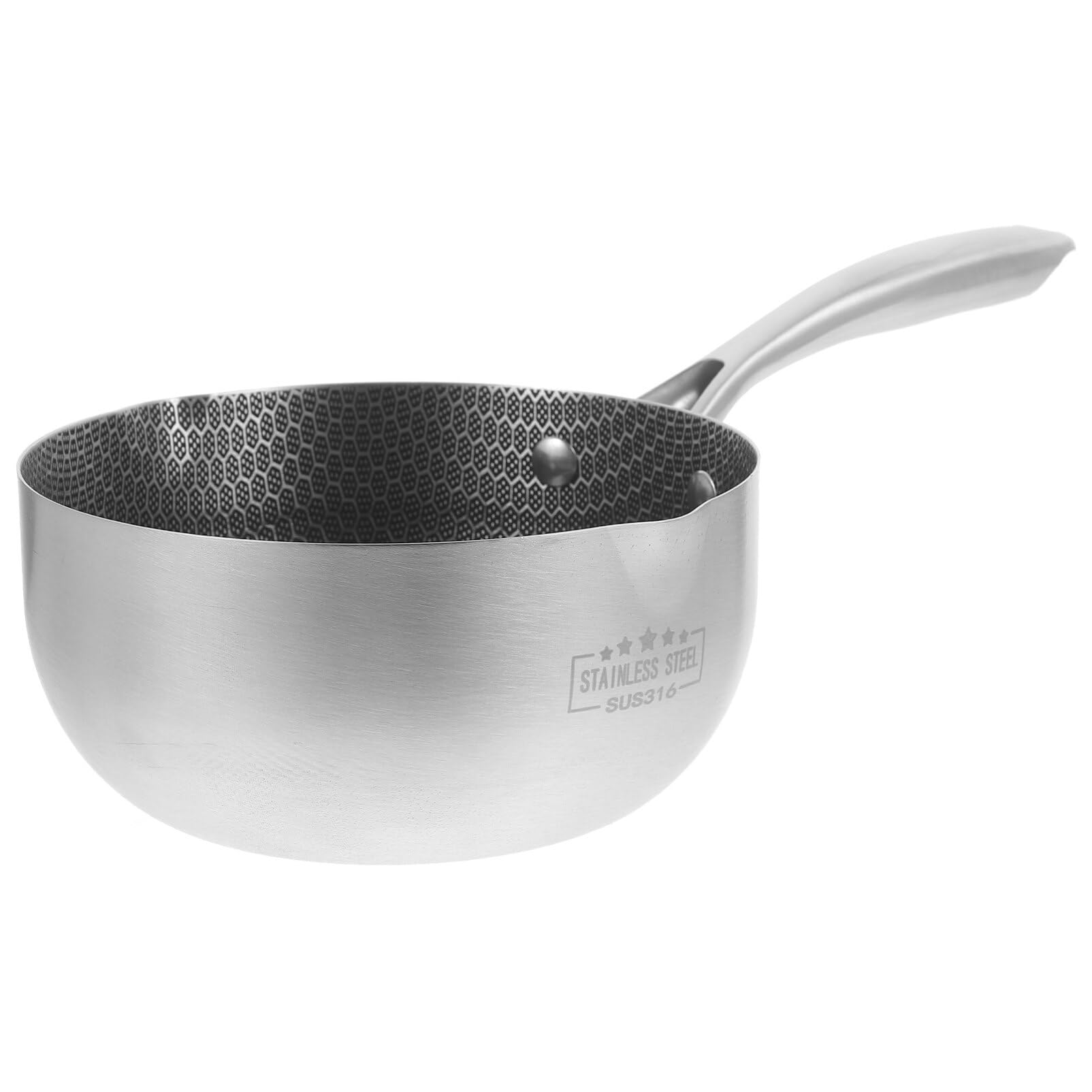 Amosfun Yukihira Saucepan, Traditional Japanese Yukihira Pot Stainless Steel Saucepan Milk Sauce Small Noodle Pot with Handle and Dual Pour Spout Stainless Steel Cookware 20cm