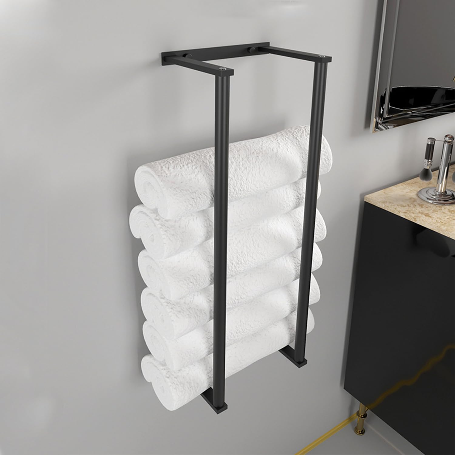 Generic Bathroom Towel Storage Rack Black Stainless Steels Towel Racks for Bathroom 28 Inch Towel Rack Wall Mounted Simple Small Organizers and Storage for Bathroom Bathroom Shelves for Wall