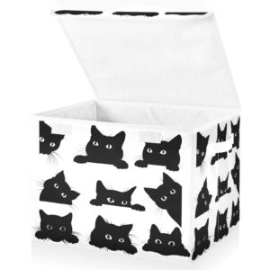 digtia storage bins with lids black cats looking foldable storage boxes with handles kitten cute large storage basket collapsible organizer containers for closet home bedroom office