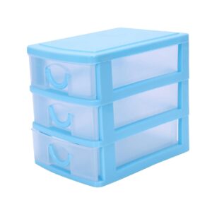 Baglaum 6X Mini Translucent Drawer Type Plastic Storage Box（Blue 3 Layers）