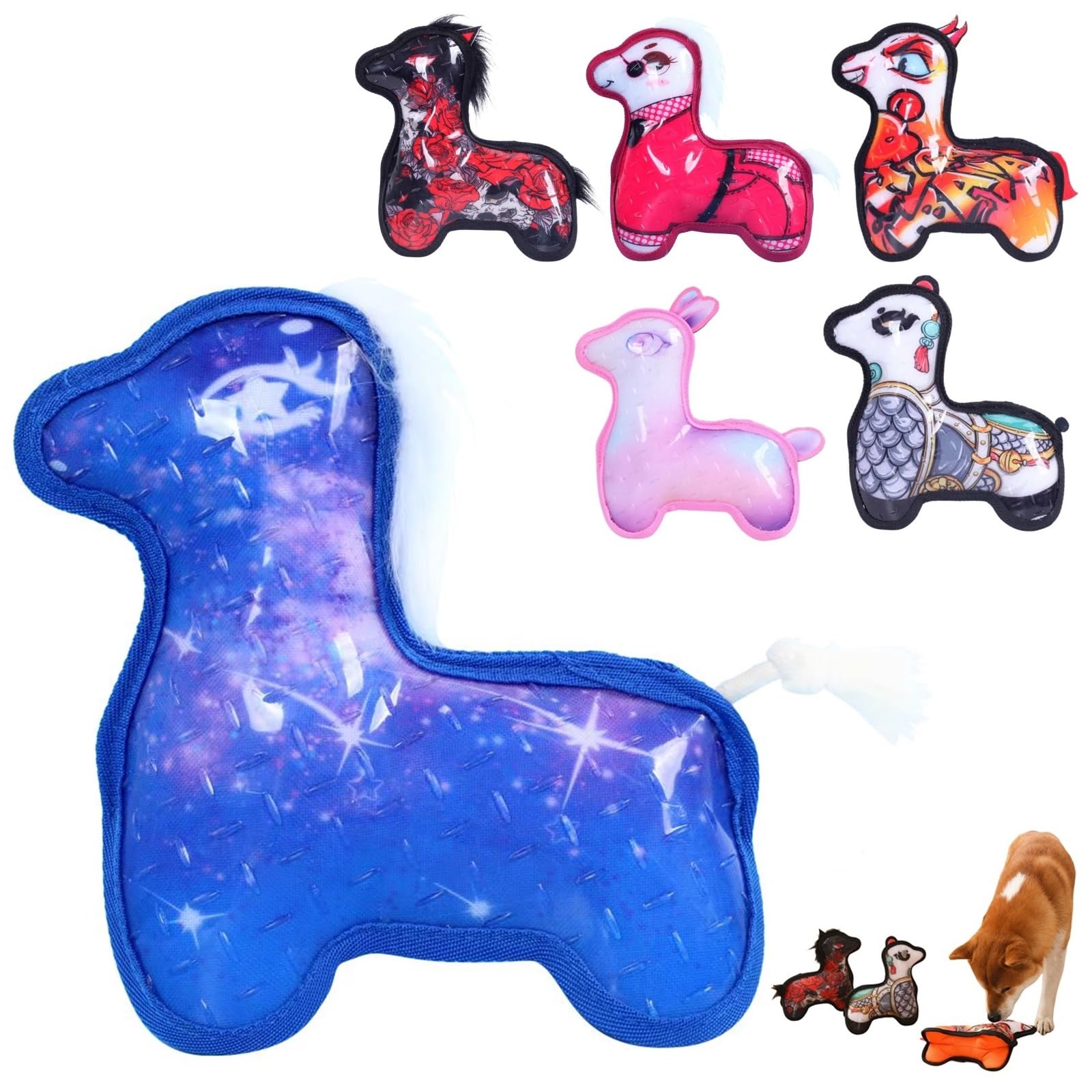 Dog Companion - 2024 New Indestructible Robust Alpaca Dogs Toys, Robust Animal Designed for Heavy Chewers, TPR Material, Durable Squeaky Dog Toys for Heavy Chewers, Dog Chews Toys (D-Blue)