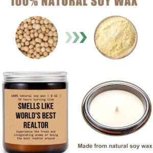 Smells Like World's Best Realtor Candle - Realtor Gift - Gift for Realtor - Real Estate Agent Gift - Salesperson - Glass Candle Jar - Non-Toxic Ingredients