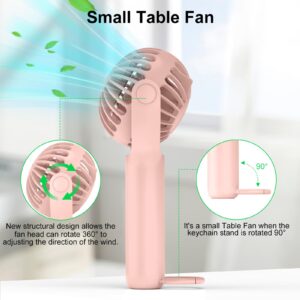 NONLOCK 2 IN 1 Portable Handheld Fan,Mini Personal Fan,Neck Fan,Powerful Cooling Fan,Small Desk Fan,Quiet Hand Fan,Camping Beach Travel Fan,USB Rechargeable, Birthday Gifts for Women Men(Pink)