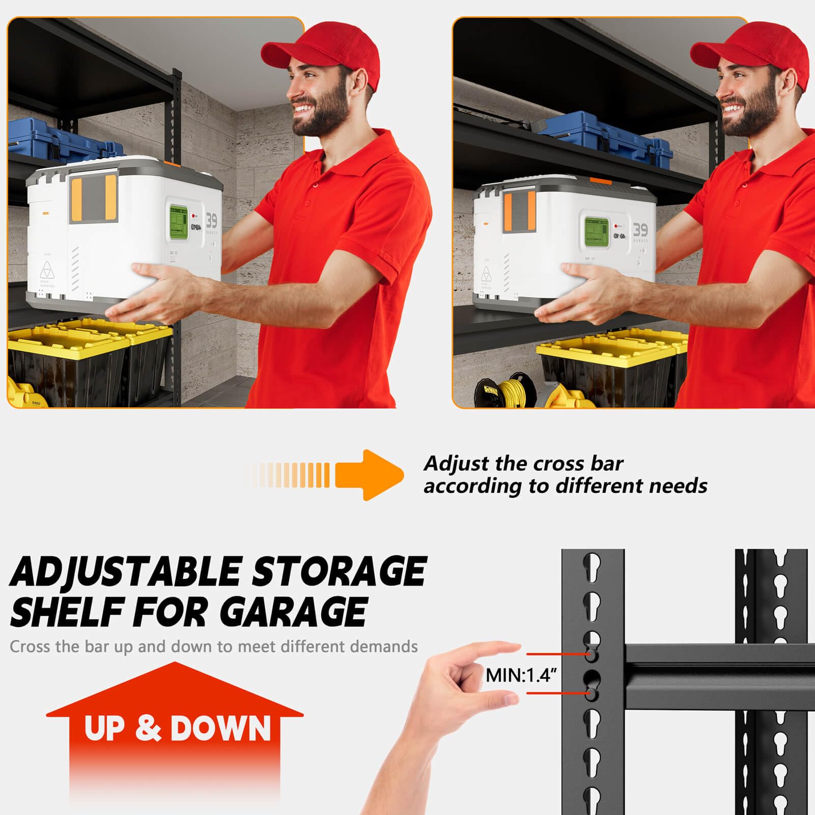 Lauxery 45.2" Wide Garage Shelving Heavy Duty Storage Rack 3000lbs Load Capacity, 5 Tier Adjustable Garage Storage Shelving Units, Boltless Metal Garage Shelf for Storage 72" H X 45.2" WX 18.8" D