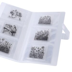 globleland 1 book clear stamps cutting dies storage clear stamps collection page protectors transparent photo album scrapbooking 120pcs 2.2x2.2inch/50x50mm stamps photos