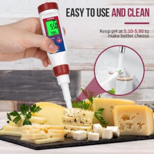 Smart pH Meter for Food, GIDIGI Digital Food pH Tester, Accurate Canning pH Test Kits with ATC, Professional Fermenting pH Test Pen, Spear pH Probe for Bread Cheese Sushi Rice Sourdough Sauce Meat