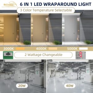 2 Pack 4FT LED Linear Strip Emergency Stairwell Light, 3 CCT Selectable, 20W/40W, 2500lm/5000lm, Battery Backup, 30K/40K/50K, IP20, 0-10V Dimmable 4 Foot Commercial LED Shop Ceiling Light Fixture, FCC