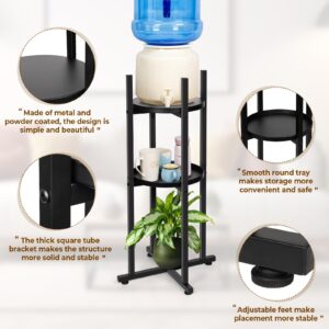 Retyion Water Dispenser Stand 5 Gallon Water Jug Stand Sturdy Water Stand(32.8" Hight-11.2" Wide) Water Jug Stand with 2 Round Shelfs for 1-5 Gallon Water Bottles/Crocks, Water Jug and Plant Stand