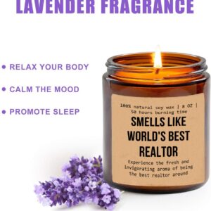 Smells Like World's Best Realtor Candle - Realtor Gift - Gift for Realtor - Real Estate Agent Gift - Salesperson - Glass Candle Jar - Non-Toxic Ingredients