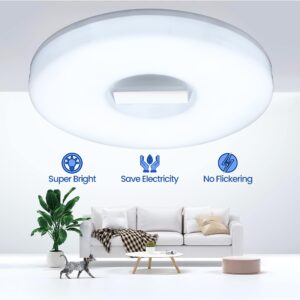 ElectricWise 2 Pack 60W LED Ceiling Light Bulb, 6500K 4800 LM Ultra Thin Round White Flat LED Light Bulb, for Home Lighting, Garage, Workshop, Basement Energy Saving LED Lamp with Folded E27 Base