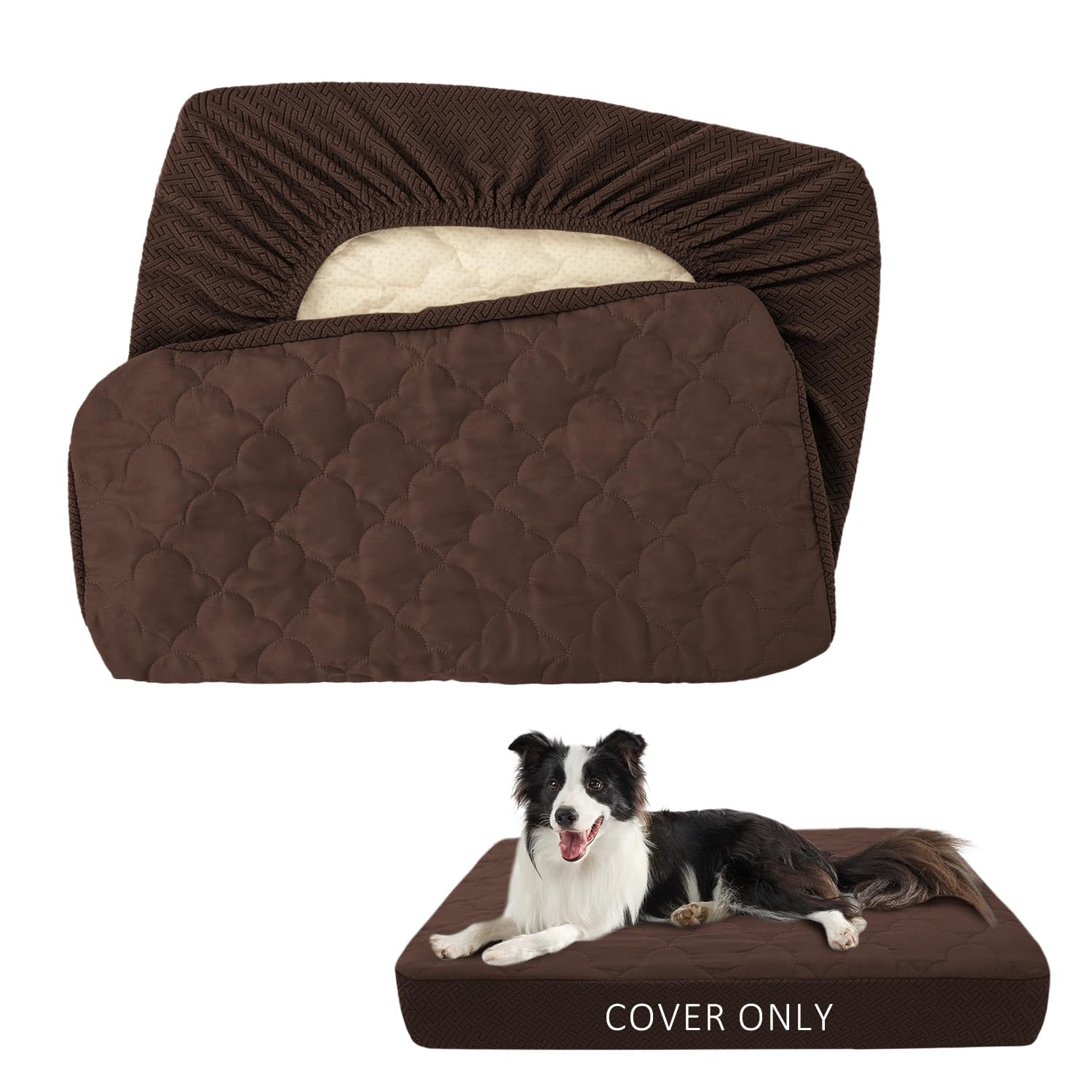 CHHKON Dog Bed Covers Replacement Washable Waterproof Pet Puppy Bed Cover for Dog(Brown,36x27x6 inch)