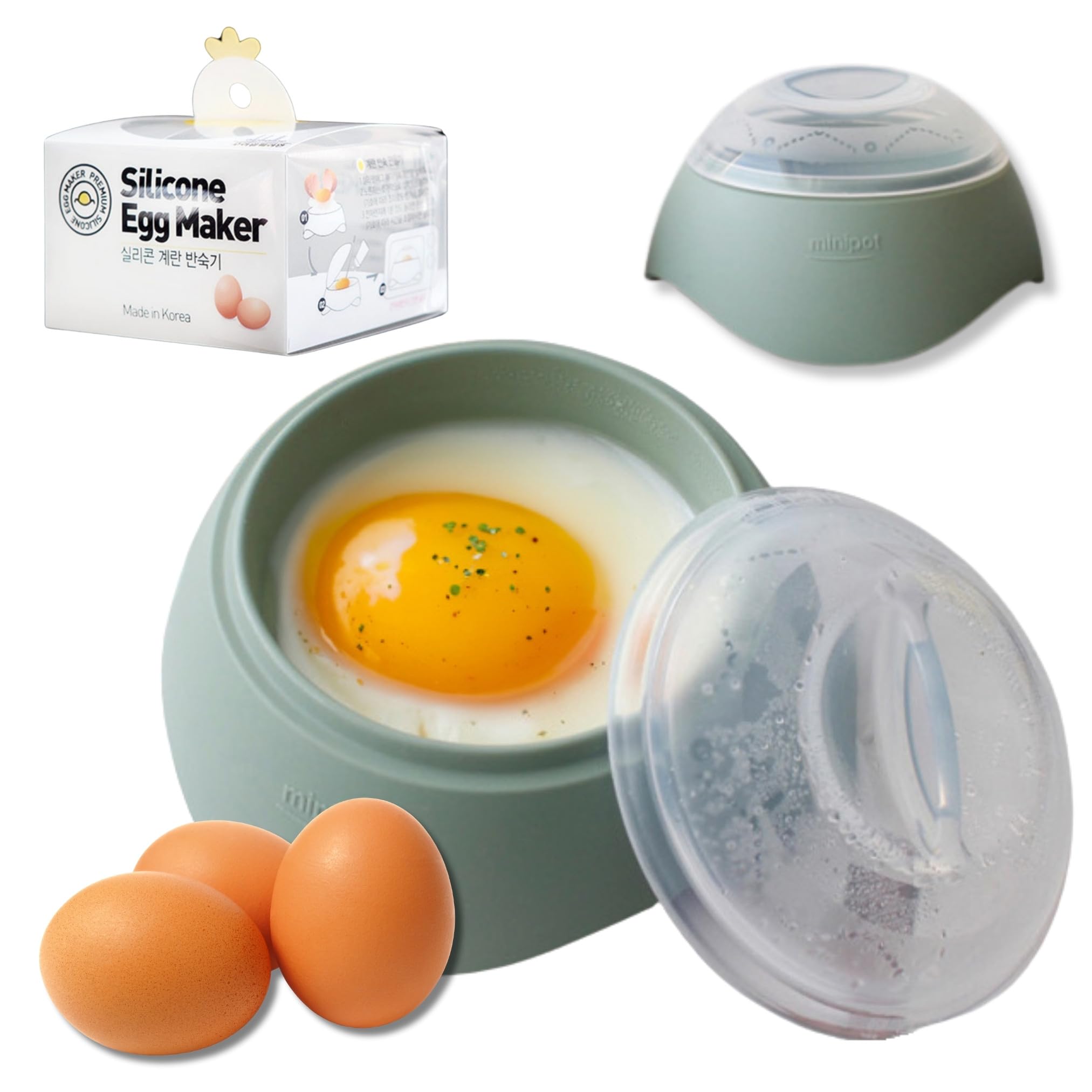 Silicone Egg Poacher Microwave Cooker Eggs Cup Breakfast Sandwich Omelet Maker Kitchen Cooking Tool Fast Eggs Fryer Cooks in 45s Dishwasher Safe Made in Korea