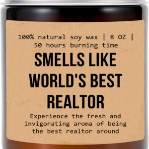 Smells Like World's Best Realtor Candle - Realtor Gift - Gift for Realtor - Real Estate Agent Gift - Salesperson - Glass Candle Jar - Non-Toxic Ingredients