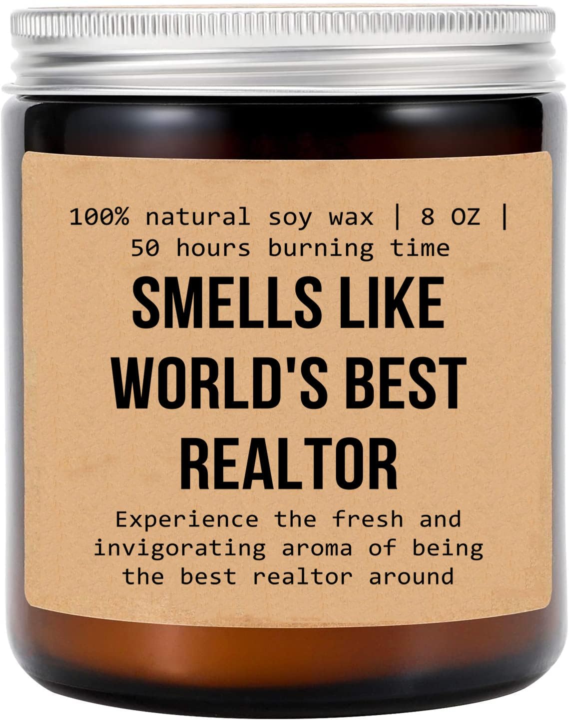 Smells Like World's Best Realtor Candle - Realtor Gift - Gift for Realtor - Real Estate Agent Gift - Salesperson - Glass Candle Jar - Non-Toxic Ingredients