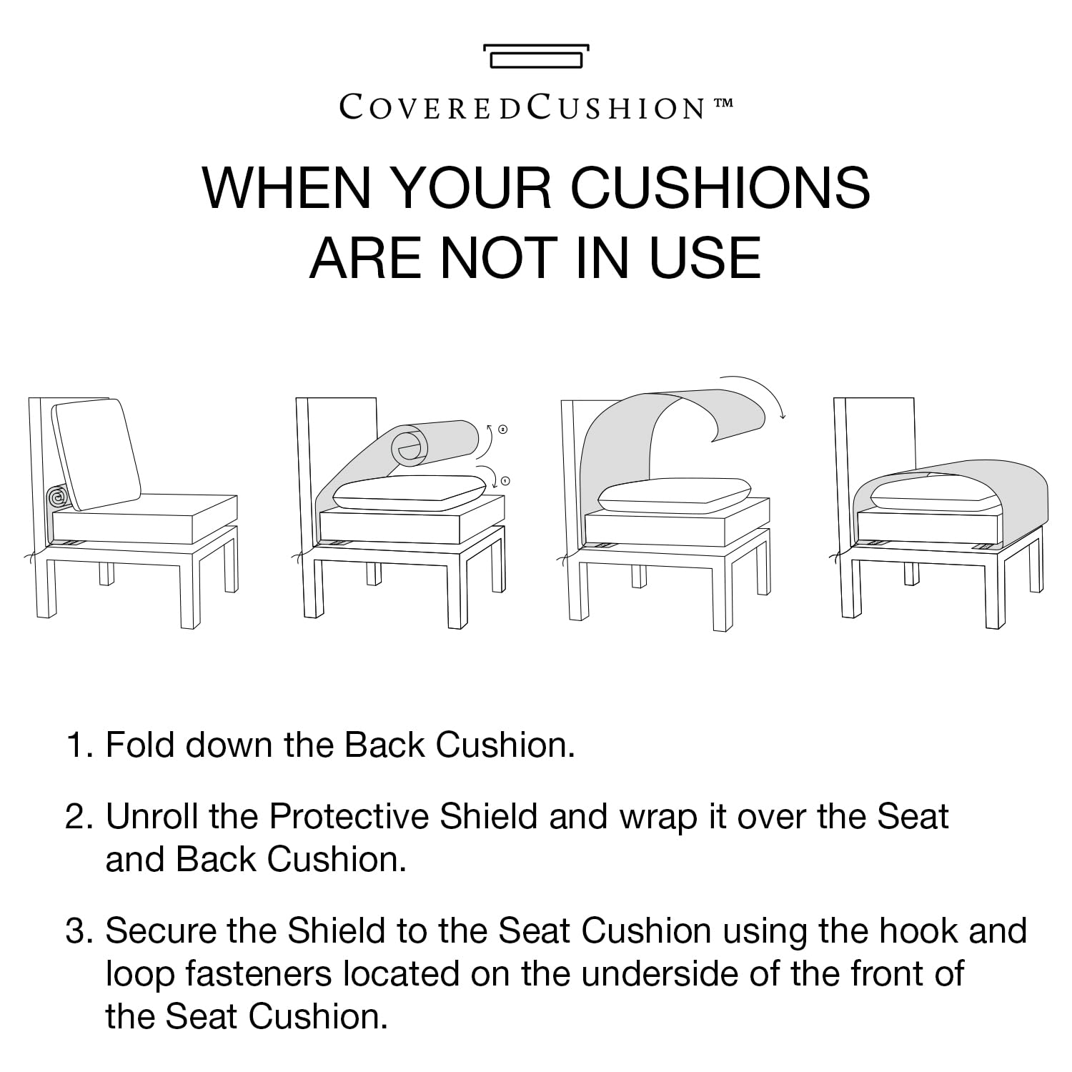 CoveredCushion 24"x24" Outdoor Cushions Set for Patio Furniture w/Built-in Removable Waterproof Cover - Fade Resistant Deep Patio Chair Cushions, Outdoor Patio Seat Cushion Replacement, Navy