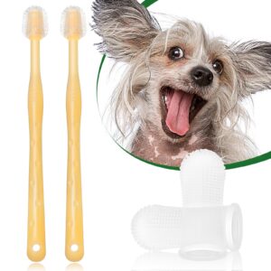 4 pack cat dog toothbrush 360 ° silicone soft dog cat toothbrush 360 ° with finger toothbrushes cat dog tooth brushing kit canine dental care for small medium large breed dogs cats puppy doggie kitten